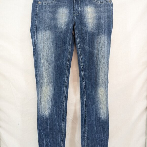 Fragile Handle with Care Junior Blue Light Distress Med Wash Jeans Size 7 - Picture 1 of 10